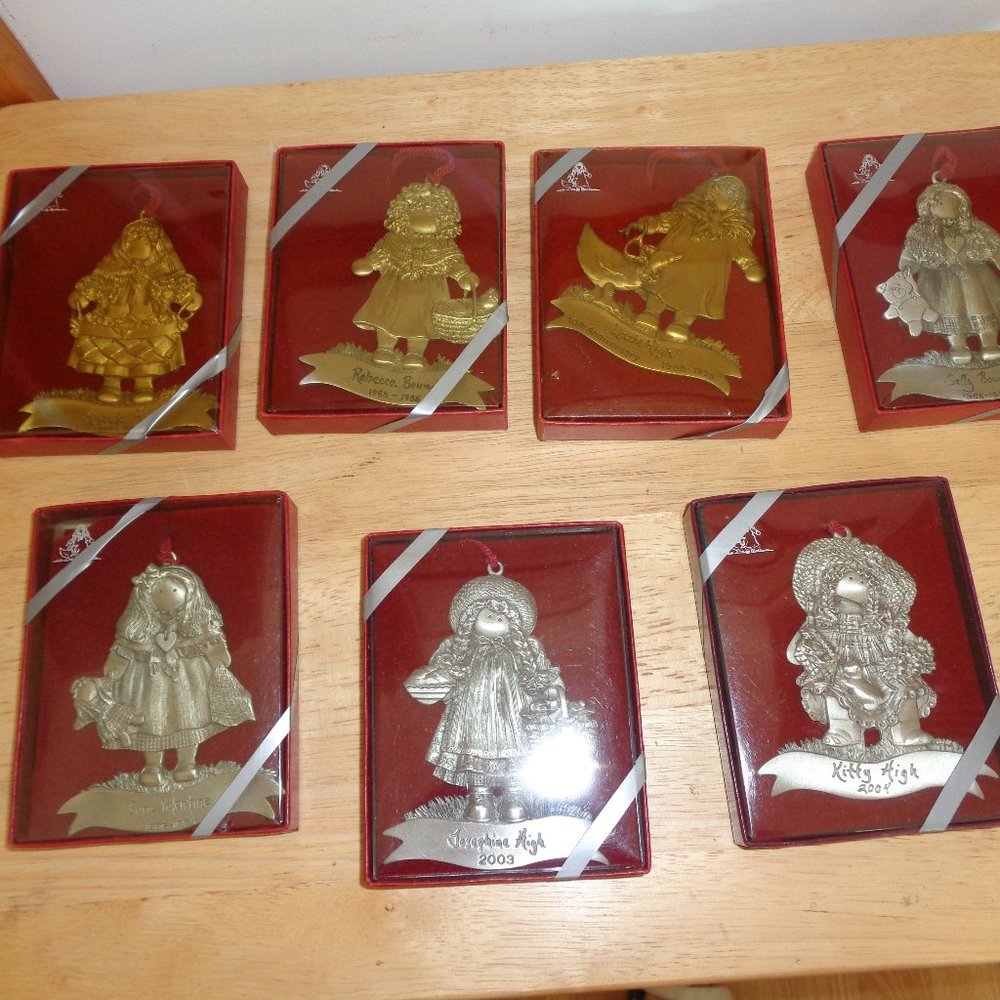 LIZZIE HIGH PEWTER ORNAMENTS ASST OF 7, RETIRED, 4 INCHES